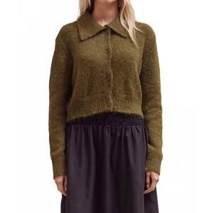 NEW GRADE & GATHER collared neck cardigan in moss